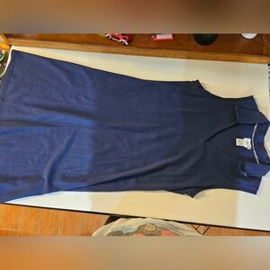 Vintage Calvin Klein Jeans Navy Blue Polo Dress Sleeveless Cotton Medium 90s CK